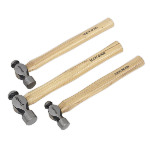 AK203 - 3pc Ball Pein Hammer Set with Hickory Shafts