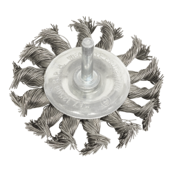 TKFPS75 - 75mm Twist Knot Flat Wire Wheel 6mm Shaft