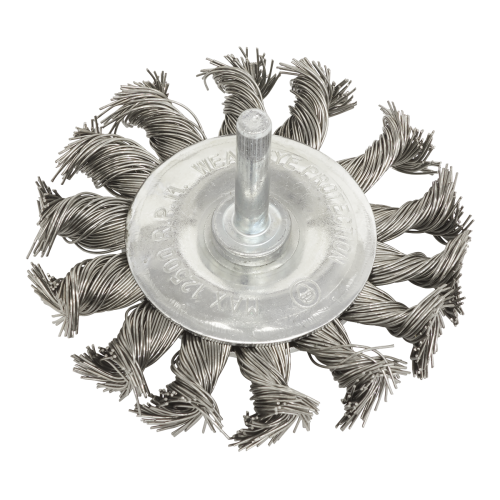 TKFPS75 - 75mm Twist Knot Flat Wire Wheel 6mm Shaft